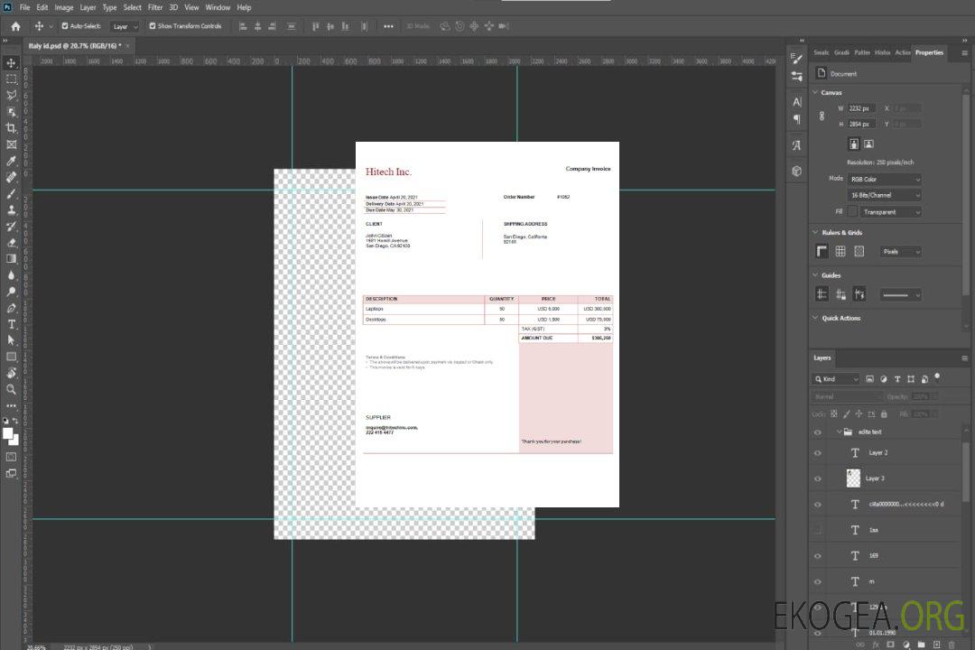 Facture USA Hitech Inc. template Facture USA Hitech Inc. template